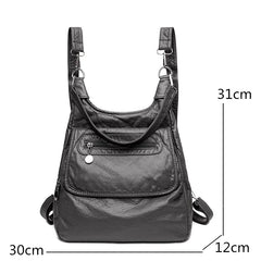 Multifunctional Leather Backpack Women's Shoulder Bag