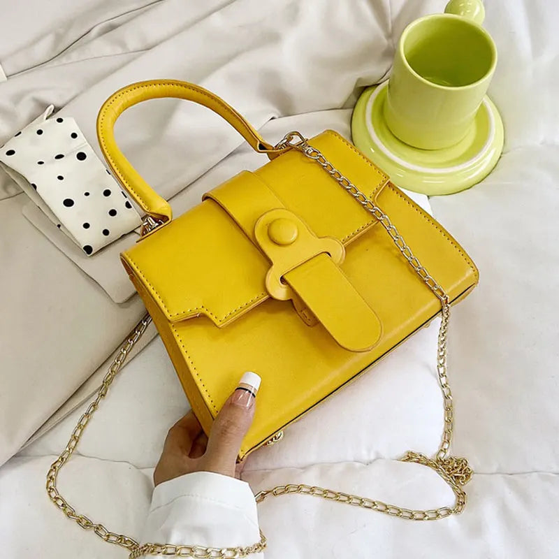 Women's Pu Shoulder Bag with Chain Strap and Small Square Purse