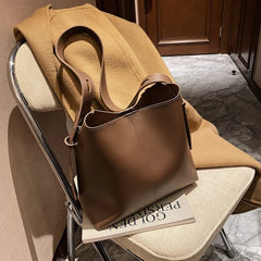 Vintage Messenger Bucket Bags for Women, Casual Solid Composite Bags