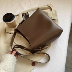 Vintage Messenger Bucket Bags for Women, Casual Solid Composite Bags