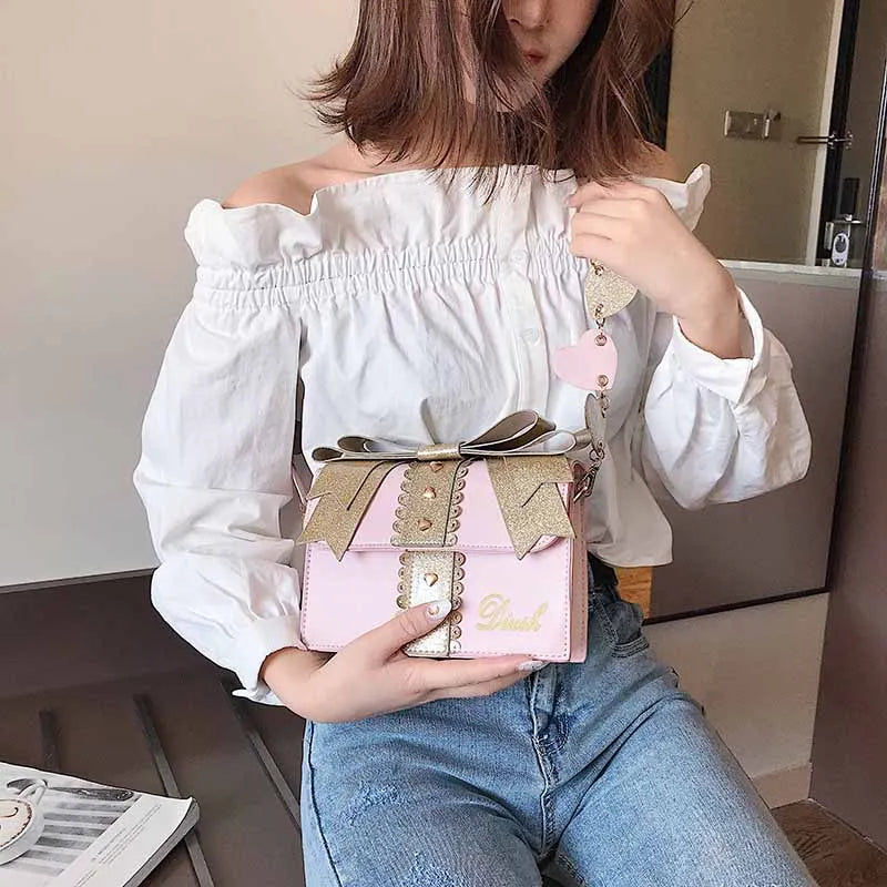 Candy Sweet Girls Messenger Handbag Bow Mini Bag Women Party Purse