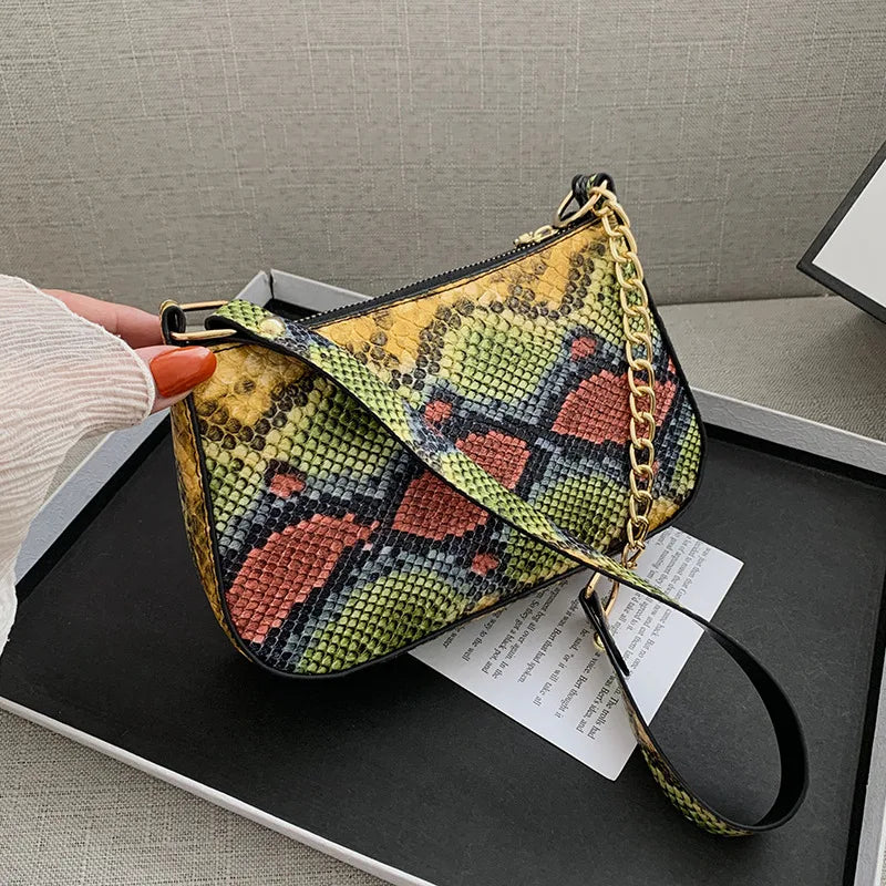 Stone Pattern Chain Shoulder Crossbody Bag