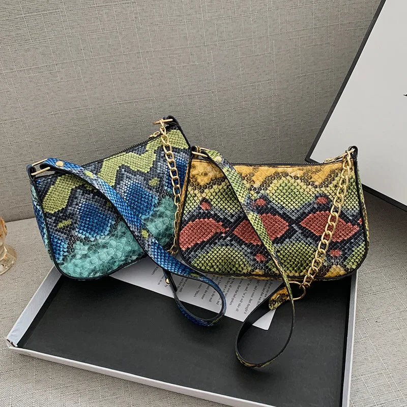 Stone Pattern Chain Shoulder Crossbody Bag