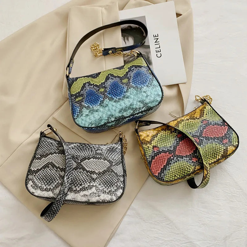 Stone Pattern Chain Shoulder Crossbody Bag