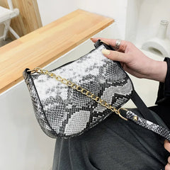 Stone Pattern Chain Shoulder Crossbody Bag