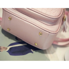 PU Leather Schoolbag for Teenager Girls Female Preppy Style