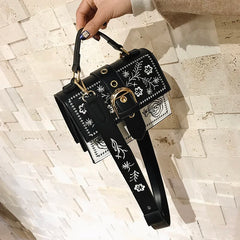 Vintage Flower Girls Bags PU Leather Women Messenger Bags
