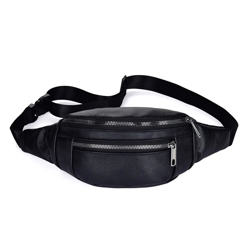 Leather Belt Bag Solid Crossbody Bag Hip Purse Unisex Fanny Pack