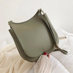 Women Wide Shoulder Bag Solid PU Leather Crossbody Large Capacity Bags