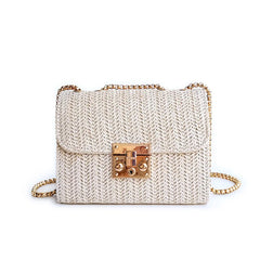 Female Straw Woven Shoulder Bag Chain Handbag Summer Crossbody Satchel Bags