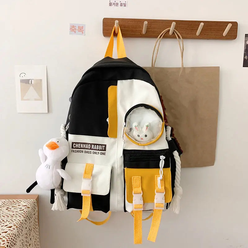 Harajuku Nylon Backpack Women Waterproof School Bag