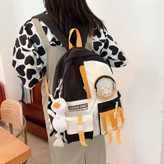 Harajuku Nylon Backpack Women Waterproof School Bag