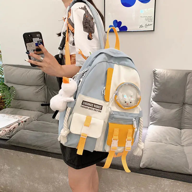Harajuku Nylon Backpack Women Waterproof School Bag