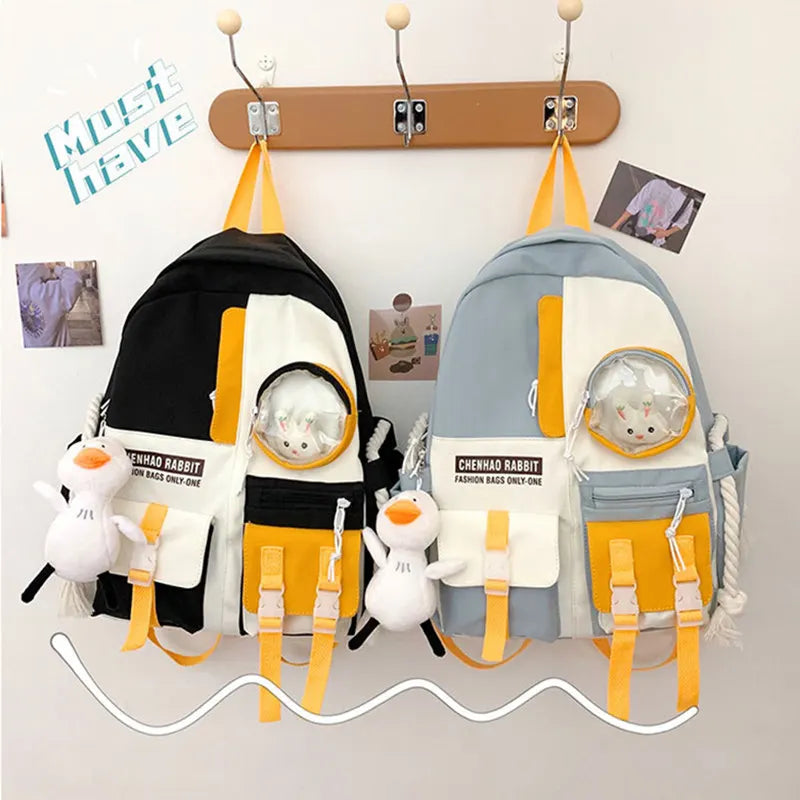 Harajuku Nylon Backpack Women Waterproof School Bag