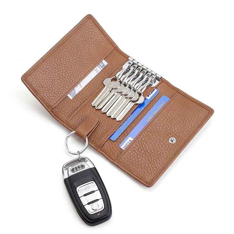 Cowhide Leather Top Layer Cow Skin Lychi Pattern Wallet Zipper