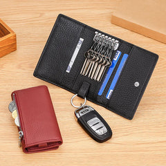 Cowhide Leather Top Layer Cow Skin Lychi Pattern Wallet Zipper