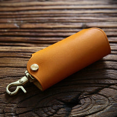Leather Key Wallet Holder For Men Cowhide Key Pouch Case Keychain
