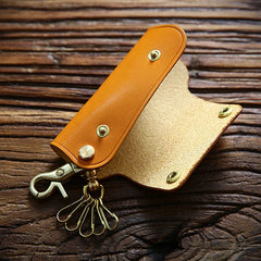 Leather Key Wallet Holder For Men Cowhide Key Pouch Case Keychain