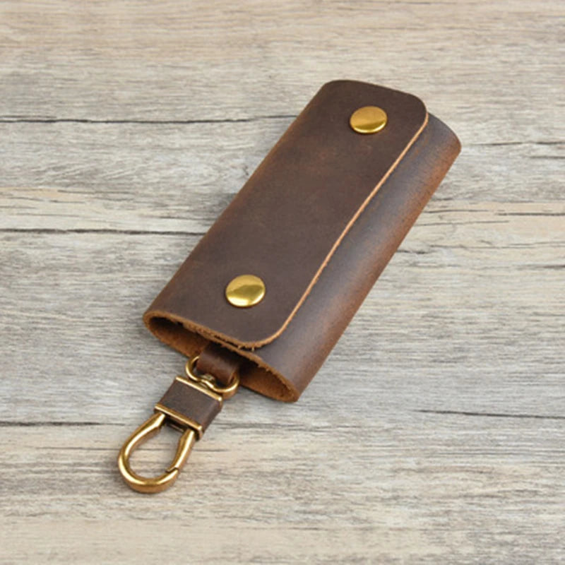 Leather Key Wallet Men Holder Keychain Pouch Purse Housekeeper Small