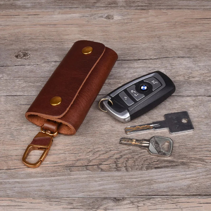 Leather Key Wallet Men Holder Keychain Pouch Purse Housekeeper Small