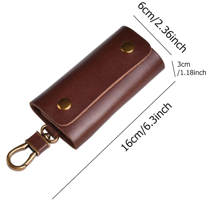 Leather Key Wallet Men Holder Keychain Pouch Purse Housekeeper Small