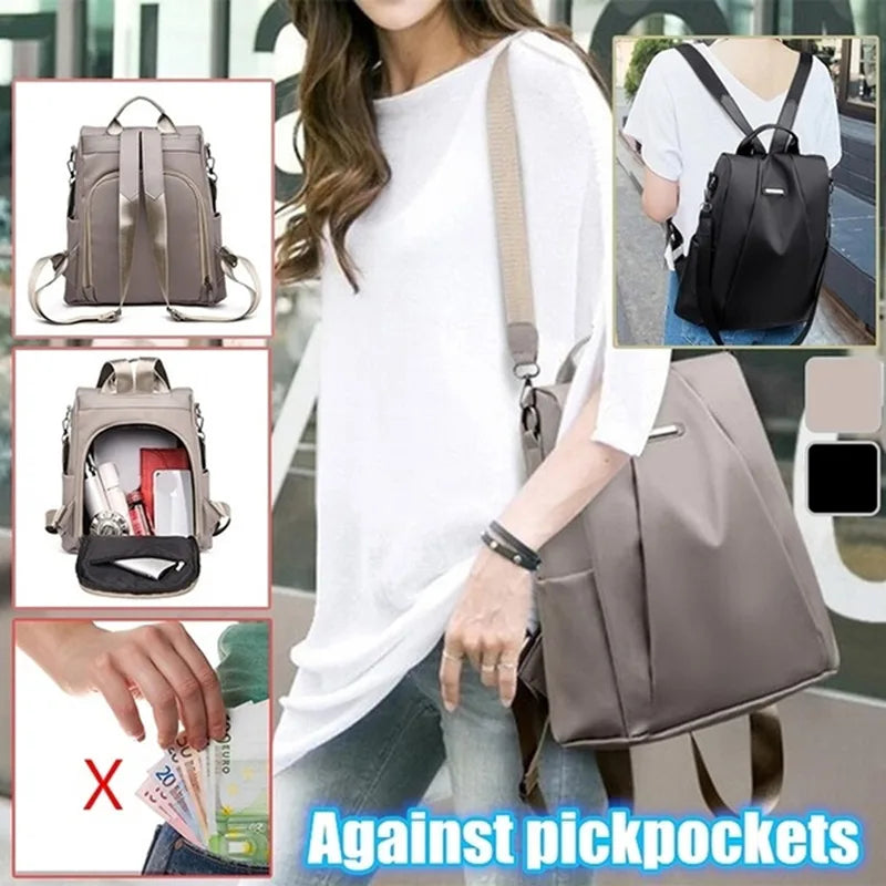Women's Nylon School Backpack with Detachable Shoulder Strap