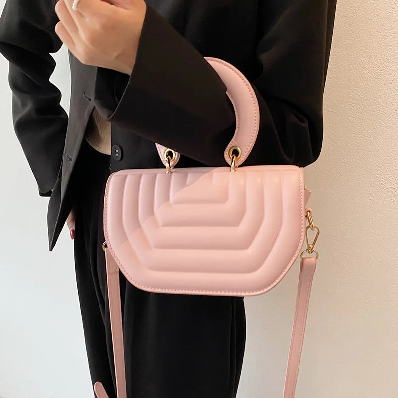 INS Women PU Leather Crossbody Bag Pink Handbags Female Shoulder Bags