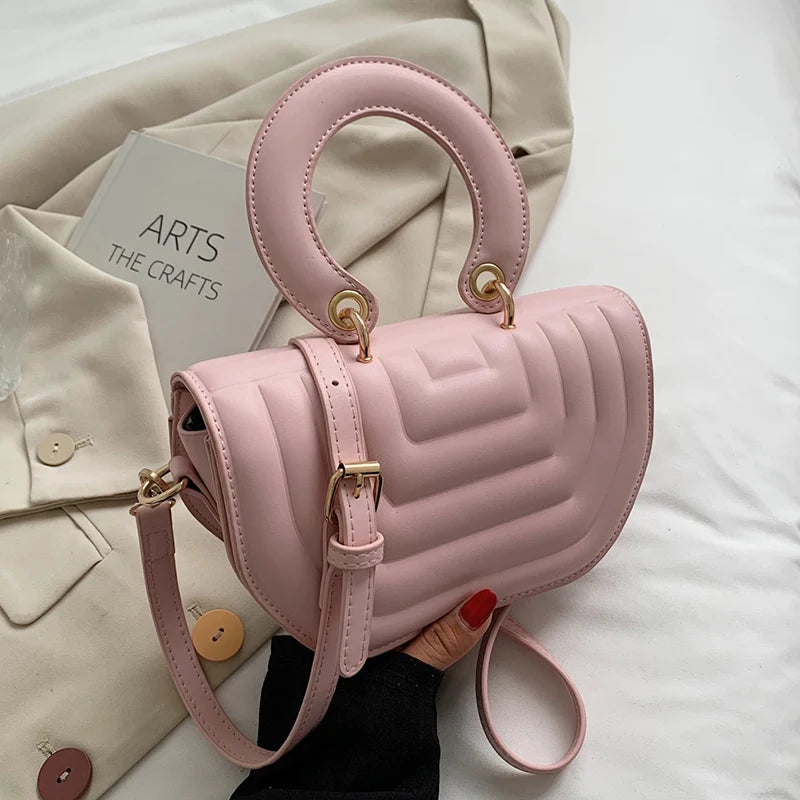 INS Women PU Leather Crossbody Bag Pink Handbags Female Shoulder Bags