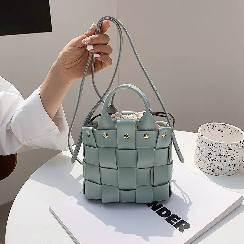 Knitting Woven Bag Handbag Portable Large Capacity Tote Shoulder Messenger Bag
