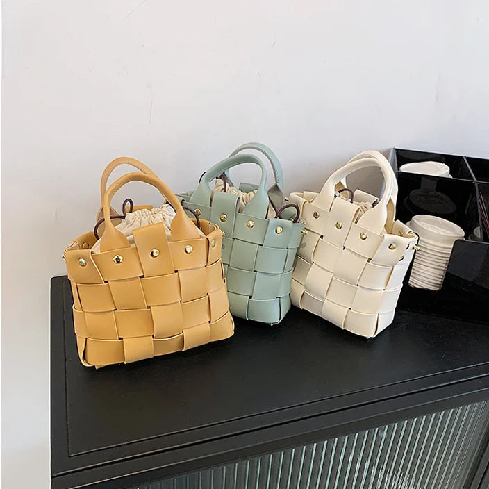 Knitting Woven Bag Handbag Portable Large Capacity Tote Shoulder Messenger Bag