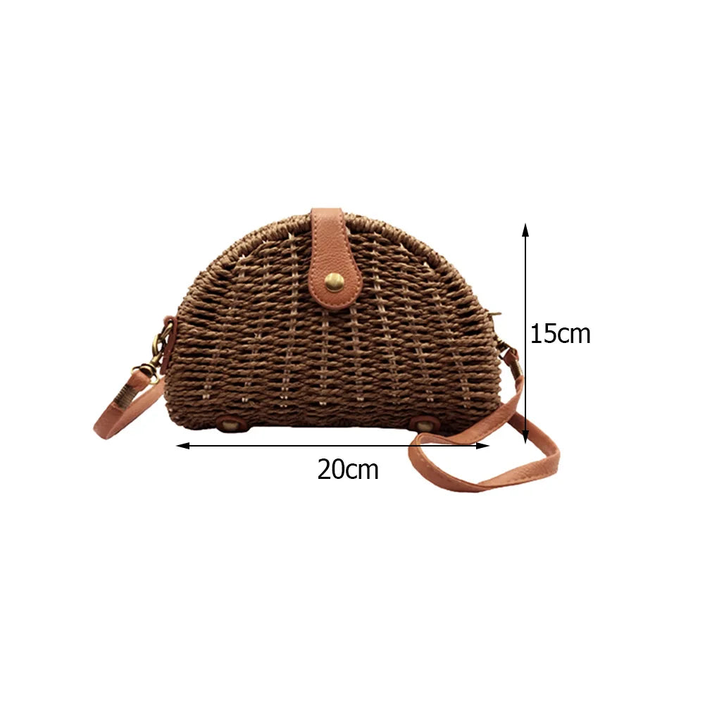 Women's Large Woven Shoulder Bag for Summer Beach