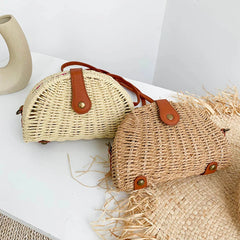 Women's Large Woven Shoulder Bag for Summer Beach