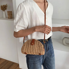 Women's Large Woven Shoulder Bag for Summer Beach