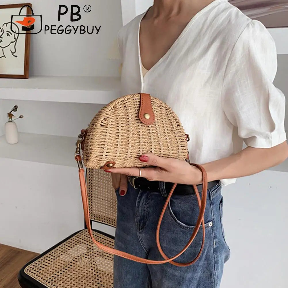 Women's Large Woven Shoulder Bag for Summer Beach