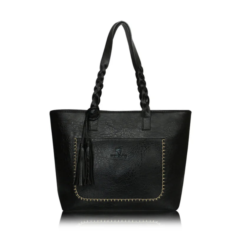 Large Capacity Women Shoulder Bag Tote Messenger Bag with Tassel