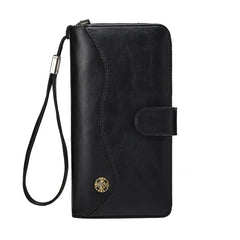 Men's Leather Zipper Clutch Purse Hand Strap Business Purses