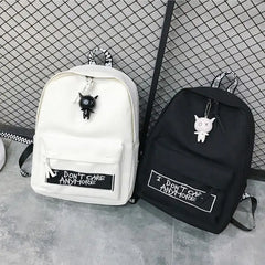Canvas Women Backpack Doll Pendant Travel Women Shoulder Bag