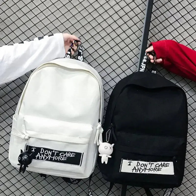 Canvas Women Backpack Doll Pendant Travel Women Shoulder Bag