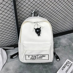 Canvas Women Backpack Doll Pendant Travel Women Shoulder Bag