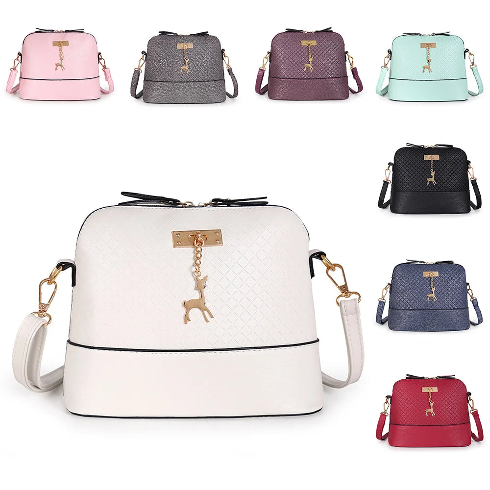 Mini PU Leather Crossbody Bag Deer Toy Shoulder Handbag for Girls
