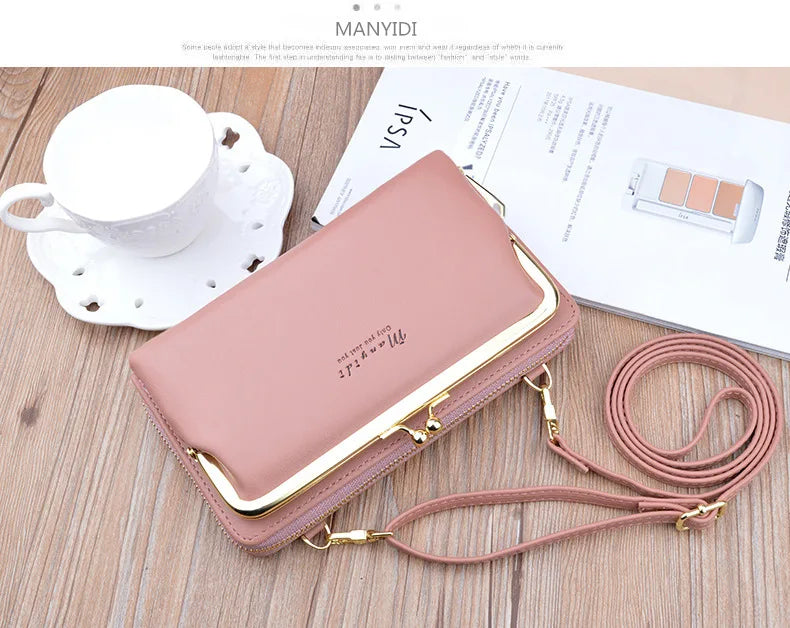 Women Soft Leather Cell Phone Pocket Top Purse Feminine Pack Small Package