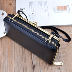 Women Soft Leather Cell Phone Pocket Top Purse Feminine Pack Small Package