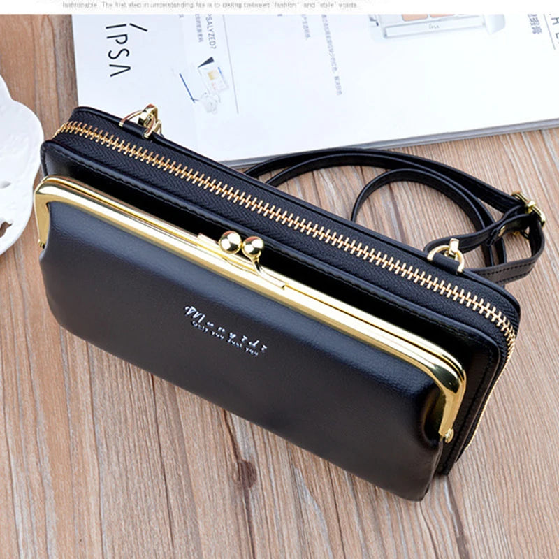 Women Soft Leather Cell Phone Pocket Top Purse Feminine Pack Small Package