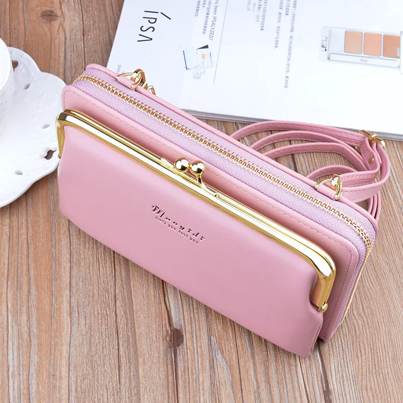 Women Soft Leather Cell Phone Pocket Top Purse Feminine Pack Small Package