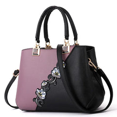 Embroidered Leather Handbag for Women