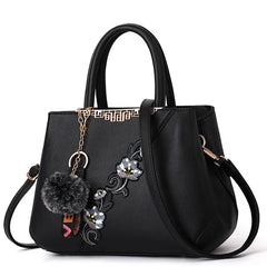 Embroidered Leather Handbag for Women