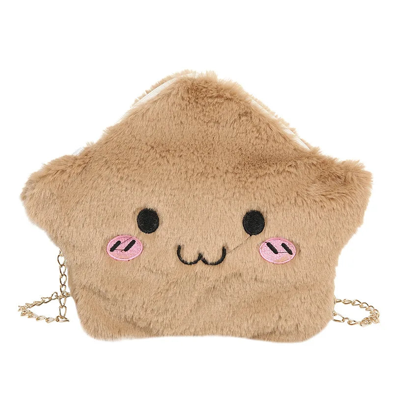 Cartoon Cloud Plush Shoulder Bag with Chain, Mobile Phone Pouch