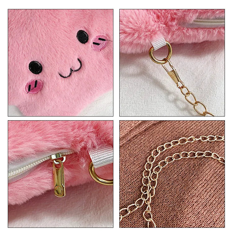Cartoon Cloud Plush Shoulder Bag with Chain, Mobile Phone Pouch