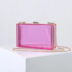 Transparent Acrylic Women Clutch Bag Chain Evening Handbag