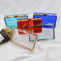 Transparent Acrylic Women Clutch Bag Chain Evening Handbag